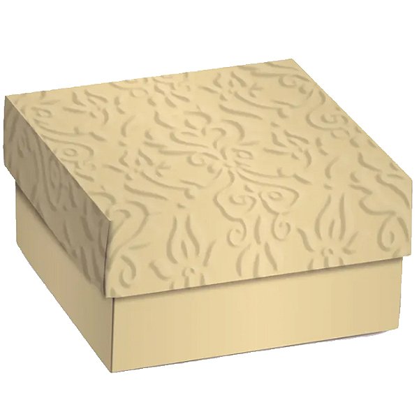 Mini Caixa Quadrada Relevo G 12x12x4cm Ouro - 10 Un