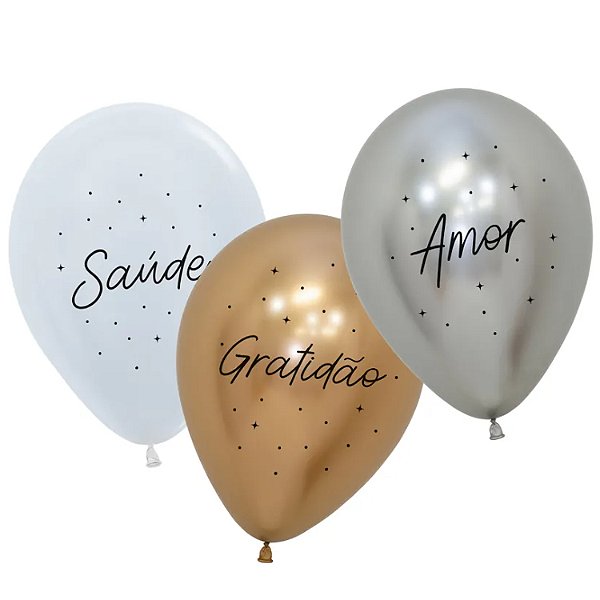 Balão de Látex Desejos Reflex Sortido R12 30cm - 5 Un