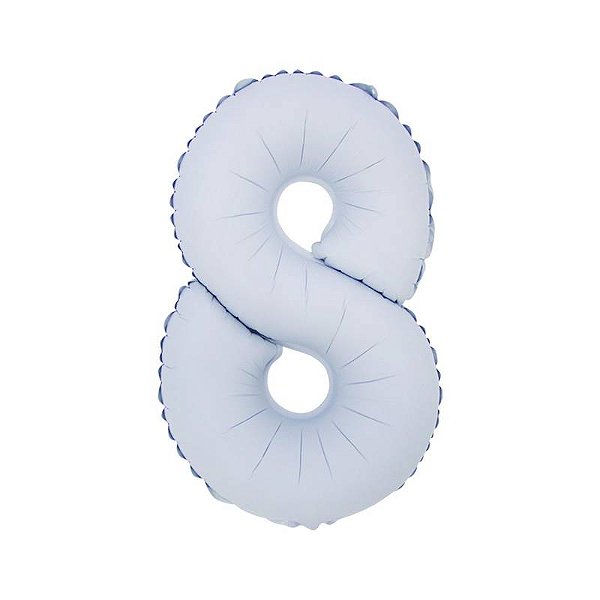 Balão Cromado Fosco com Canudo 16" Branco Número 8 - 1 Un