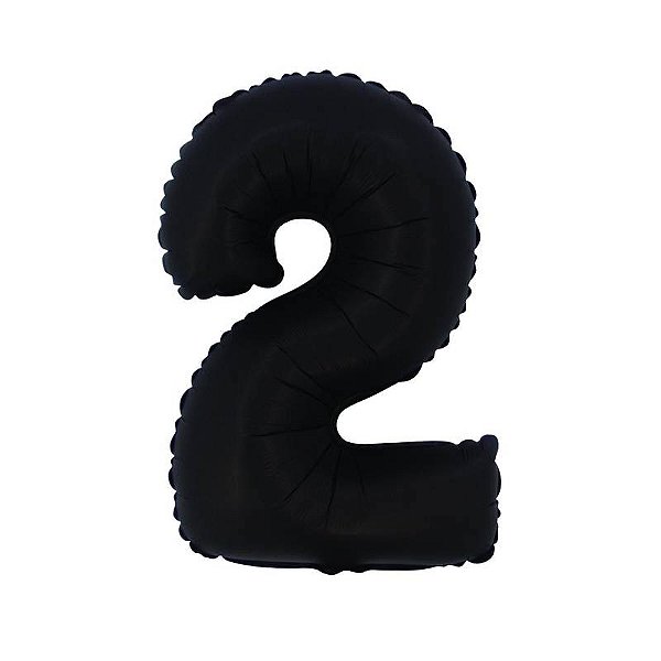 Balão Cromado Fosco com Canudo 16" Preto Número 2 - 1 Un