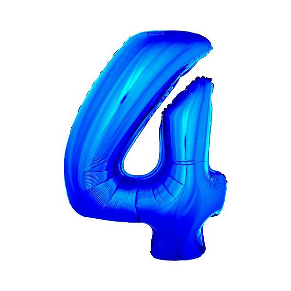 Balão Metalizado 34" Azul Número 4 - 1 Un