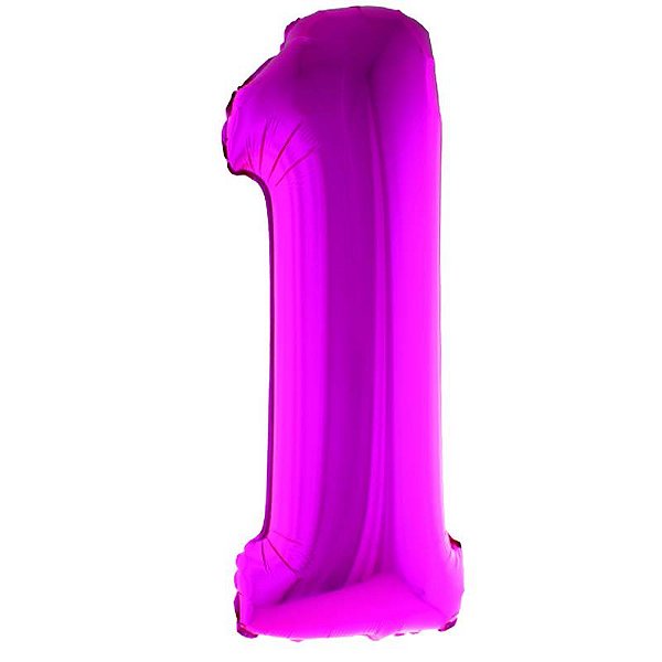 Balão Metalizado 34" Rosa Número 1 - 1 Un