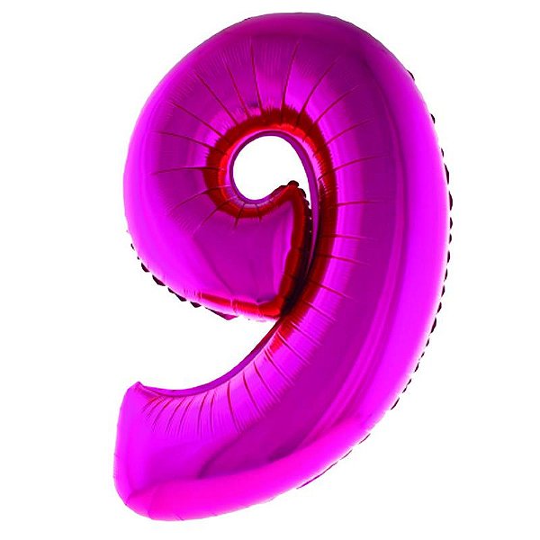 Balão Metalizado 34" Rosa Número 9 - 1 Un