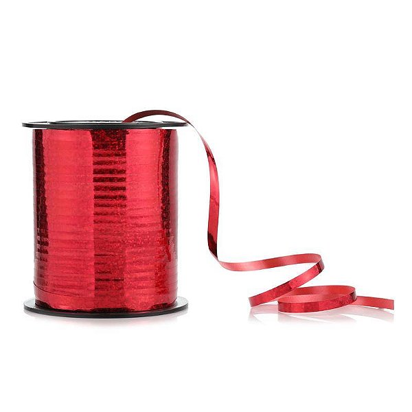 Fitilho Holográfico 5mmx200m Vermelho - 1 Un