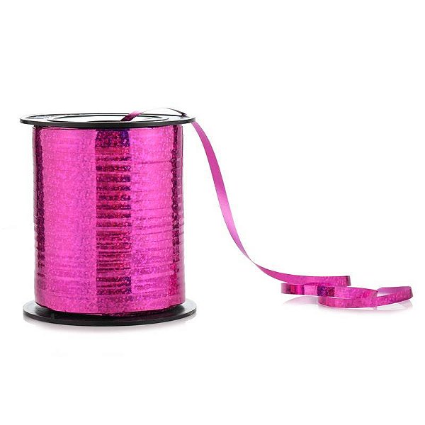Fitilho Holográfico 5mmx200m Rosa - 1 Un