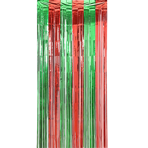 Cortina de Franja Metalizada 100x200cm Verde e Vermelha - 1 Un