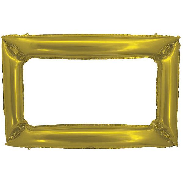 Balão Metalizado Moldura Dourado - 1 Un