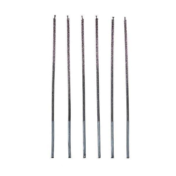 Vela Palito Gigante com Glitter 17cm Rosa - 6 Un
