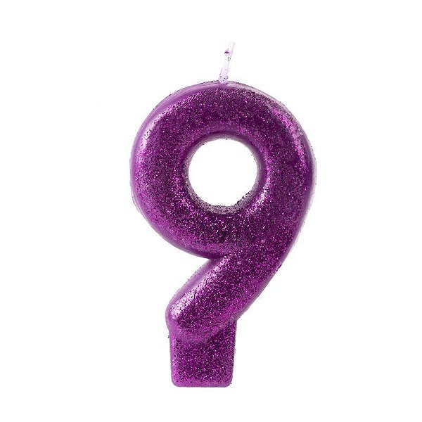 Vela Glitter Roxa Número 9 - 1 Un