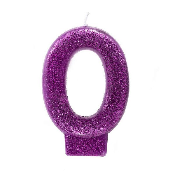Vela Glitter Roxa Número 0 - 1 Un