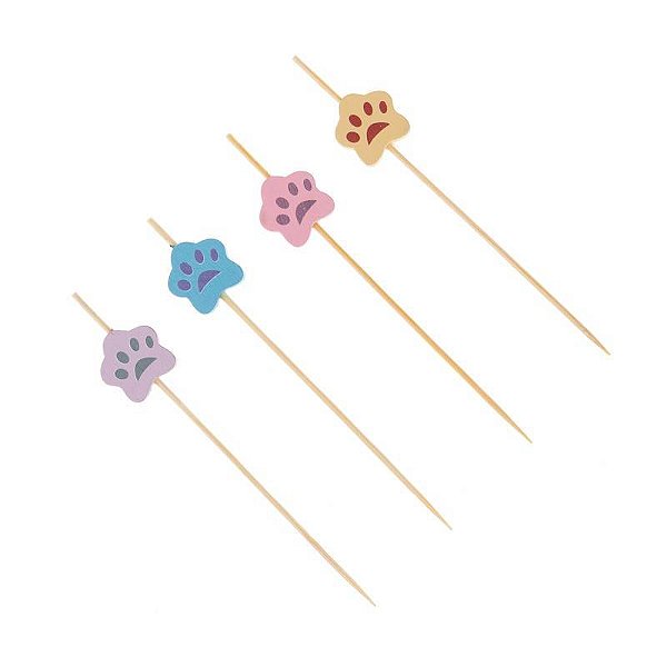Palito em Bambu Para Petiscos 12cm Patinhas - 20 Un
