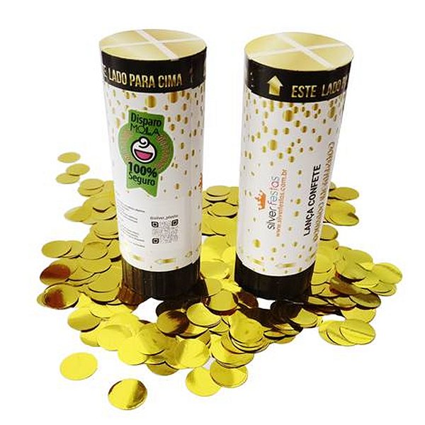 Lança Confete Metalizado 11cm Dourado - 3 Un