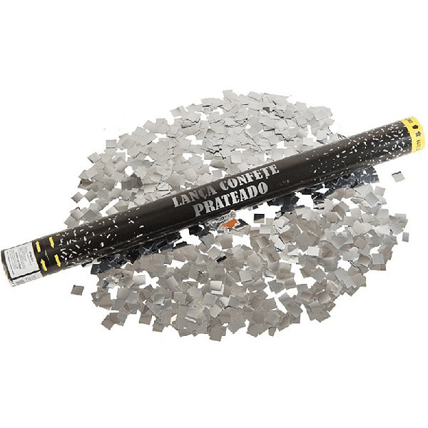 Lança Confete 60cm Prateado - 1 Un