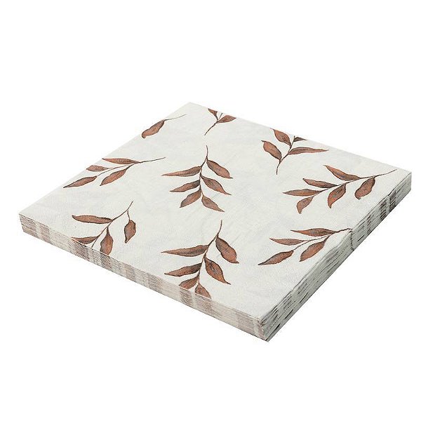 Guardanapo Folha Dupla Estampado 32x32cm Folhas Rosê - 20 Un
