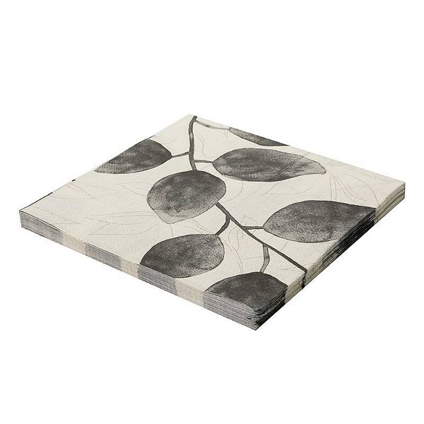 Guardanapo Folha Dupla Estampado 32x32cm Folhas Pretas - 20 Un