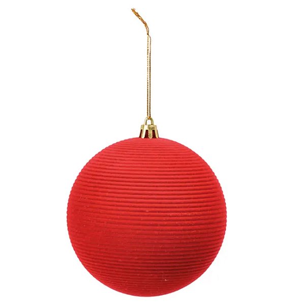 Bola de Natal Veludo Vermelho 8cm - 6 Un