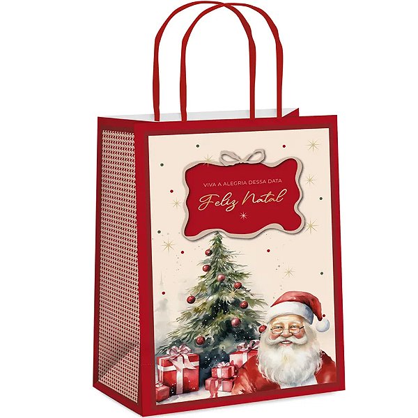 Sacola de Papel Charm Natalino G 32x26,5x13cm - 10 Un