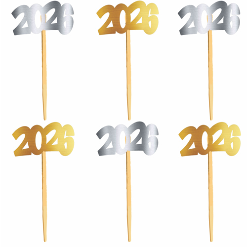 Palito Decorativo Para Doces Réveillon 2026 P - 6 Un