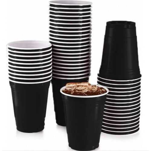 Copo Americano Descartável 400ml Preto - 25 Un