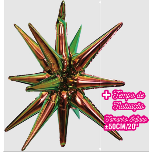 Balão Metalizado Estrela 12 Pontas Aurora 23" - 1 Un