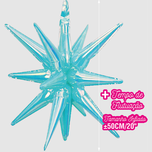 Balão Metalizado Estrela 12 Pontas Furta Cor Azul 23" - 1 Un