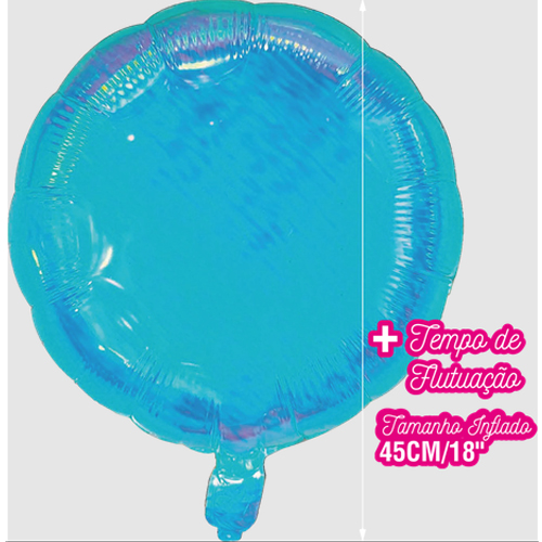 Balão Metalizado Redondo Azul Cristal 18" - 1 Un