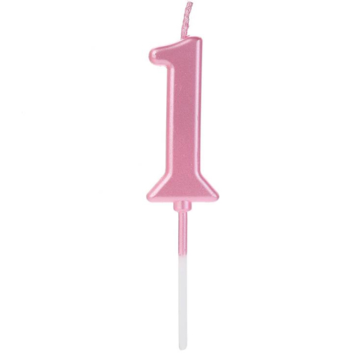 Vela Pick Metalizada Rosa Candy Color Numero 1 - 1 Un
