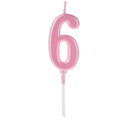 Vela Pick Metalizada Rosa Candy Color Numero 6 - 1 Un