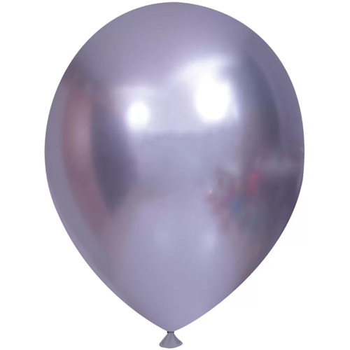Balão Cromado Redondo 5" Liso Prata - 25 Un