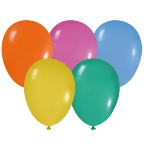 Balão Látex Tradicional Redondo 5" Liso Sortido - 50 Un