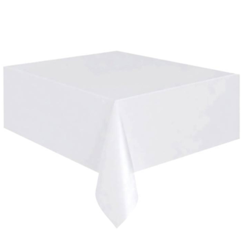 Toalha de Mesa Plástica Happy Line 1,37x1,77 Metros Branco - 1 Un