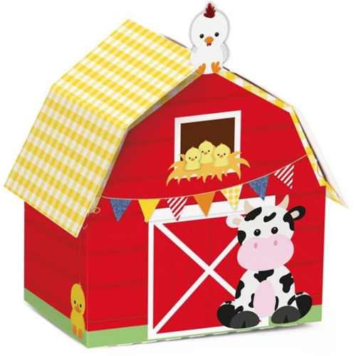 Caixa Para Lembrancinha Fazendinha Celeiro 5,1x5,1x7,8cm - 8 Un