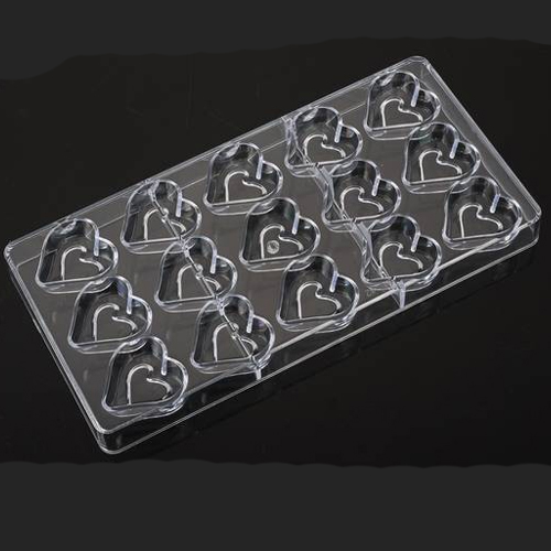 Forma Policarbonato Para Chocolate Molde Coração 15 Cavidades - 1 Un