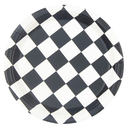 Prato de Papel 18cm Xadrez Preto - 10 Un