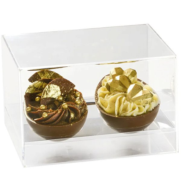 Caixa Acrílico Para 2 Meio Ovo Elegance Incolor 100g - 1 Un