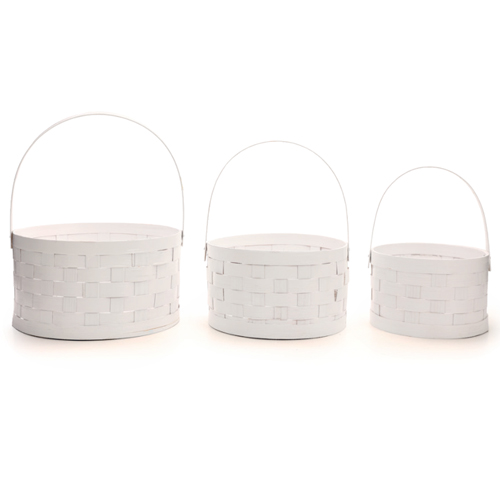 Cestas Decorativas com Alça Dobrável Branco - Jogo com 3 Un