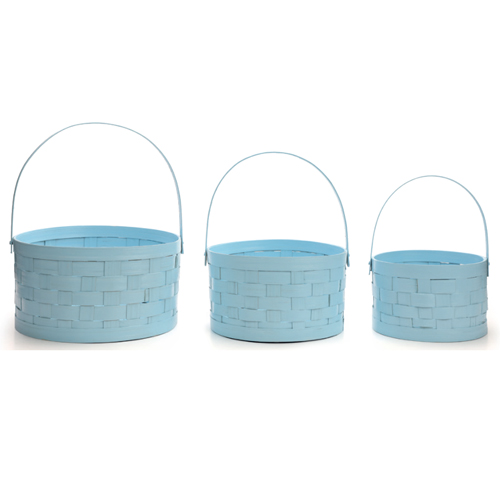 Cestas Decorativas com Alça Dobrável Azul - Jogo com 3 Un
