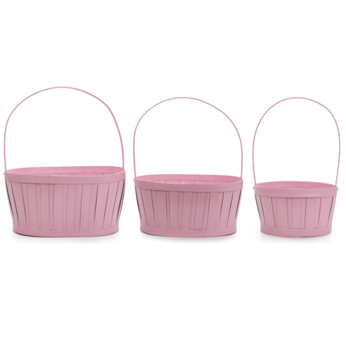 Cestas Decorativas com Alça Cor Lavanda - Jogo com 3 Un