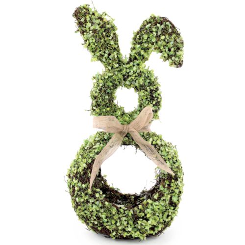 Cesta Decorativa Silhueta de Coelho com Folhas Verde 44x20x12cm - 1 Un