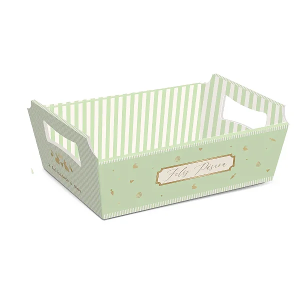 Cesta de Papel Cartão Quinn Verde G 33x23,5x10,5cm - 10 Un