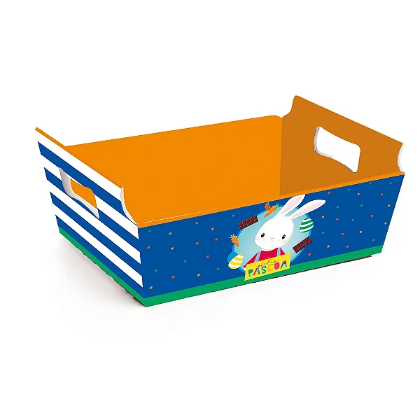 Cesta de Papel Cartão Brilho de Páscoa P 18x13x7,5cm - 10 Un