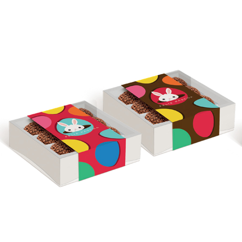 Caixa Para 4 Doces com Cinta Coelho Sai da Toca Composê 9x9x4cm - 1 Un