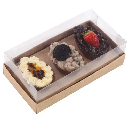 Caixa Horizonte Para 3 Meio Ovo 50g 15,5x8x5cm Kraft - 6 Un