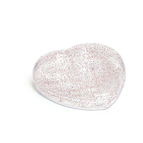 Caixa Acrílico Coração Transparente com Glitter Vermelho 16,8x15x4,5cm - 24 Un