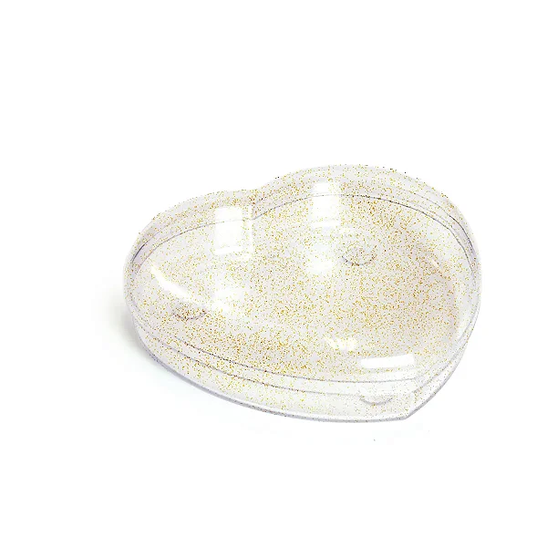 Caixa Acrílico Coração Transparente com Glitter Ouro 16,8x15x4,5cm 24 Un