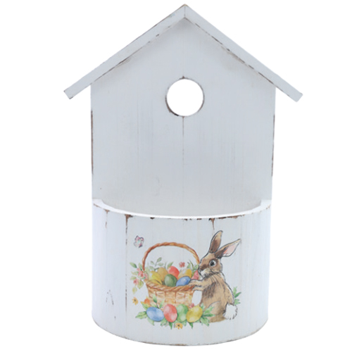 Cachepot Madeira Casa Coelho Branco M 26x19,5x8,5cm - 1 Un