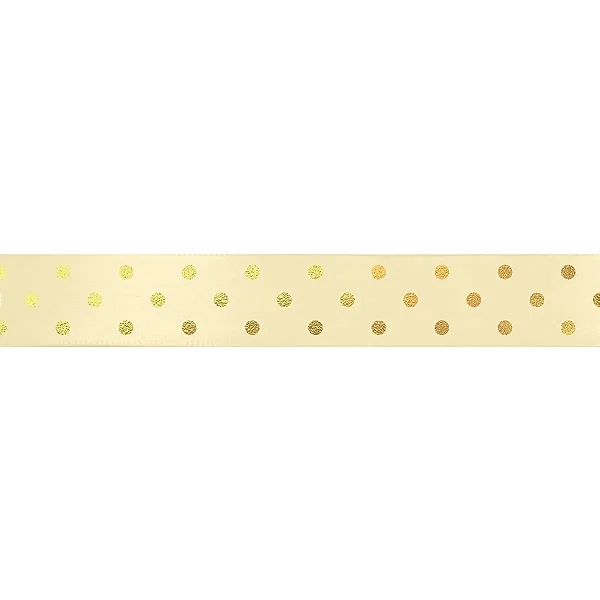 Fita Decorativa Cetim Estampado Poá 21,5mmx30m Amarelo - 1 Un