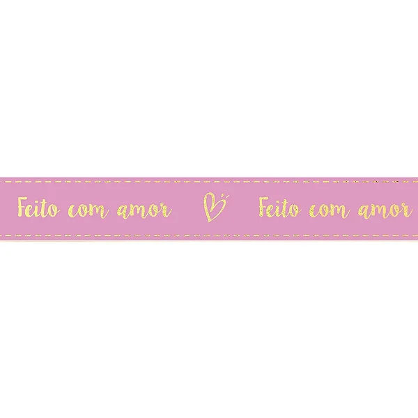 Fita Decorativa Cetim Estampado Feito Com Amor 15mmx30m Quartzo - 1 Un