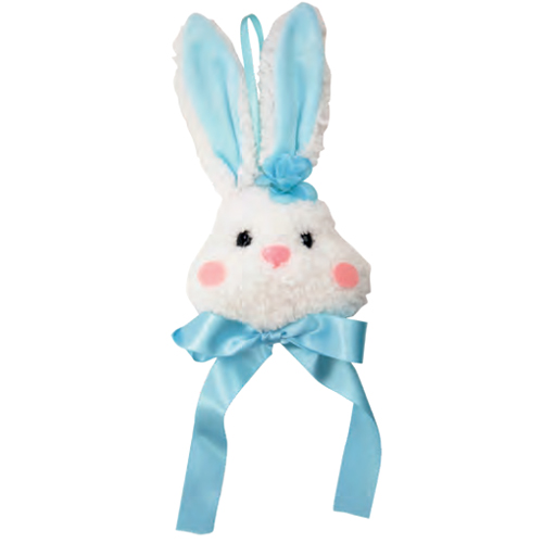 Enfeite Para Pendurar Pelúcia Cabeça Coelho M 23cm Azul - 1 Un