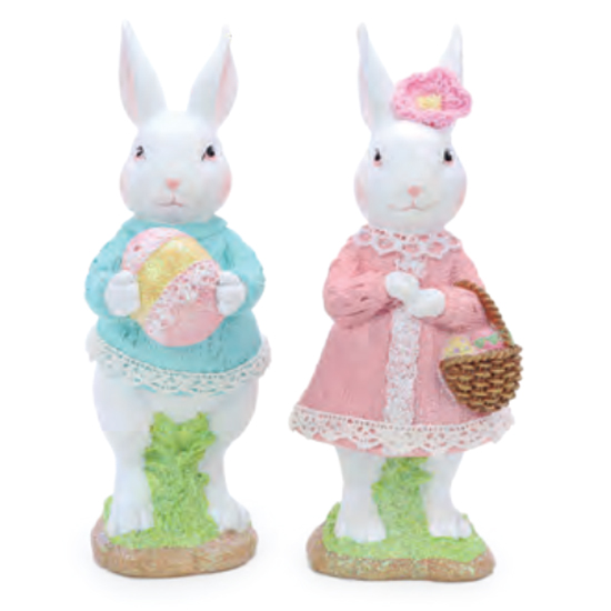 Coelhos Decorativo de Resina Sortido 16x6x7,5cm - 2 Un